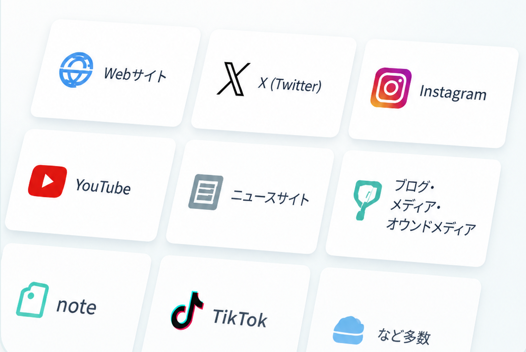 WebサイトやSNSなど幅広い媒体のカード一覧